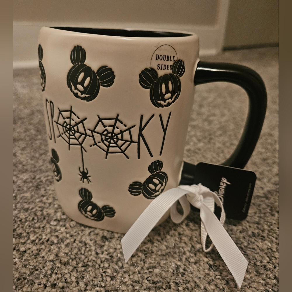 Rae Dunn Spooky Mickey Mouse Mug Black & White Disney NWTS
